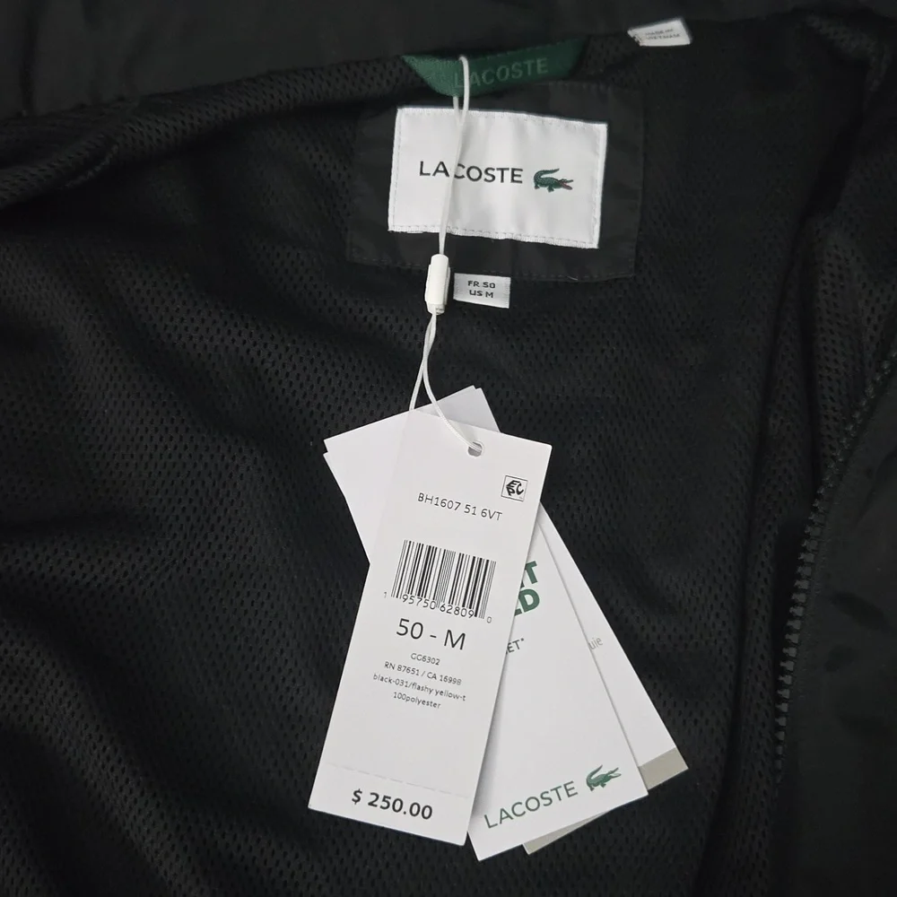 Lacoste $250 Contrast Detail Water Resistant Zipped Taffeta Men's Jacket